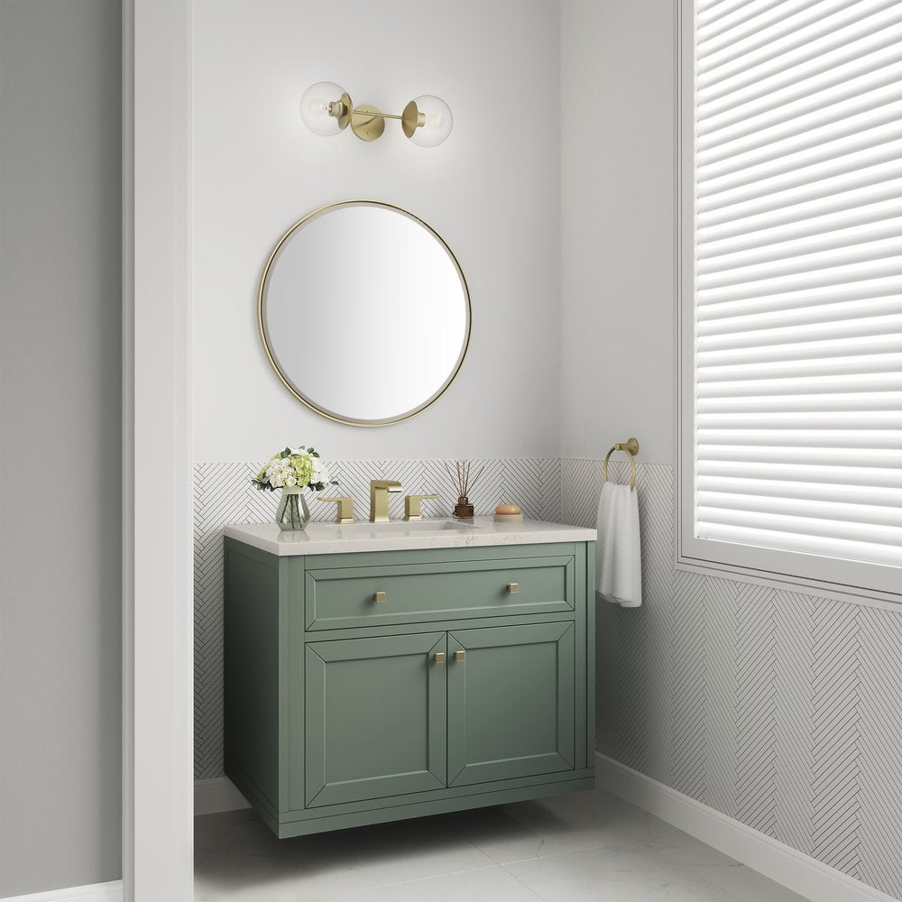 James Martin - Chicago 36" Single Vanity, Smokey Celadon, w/ 3 CM Siberian Silestone Top - 503-V36-SC-3SFR view 6