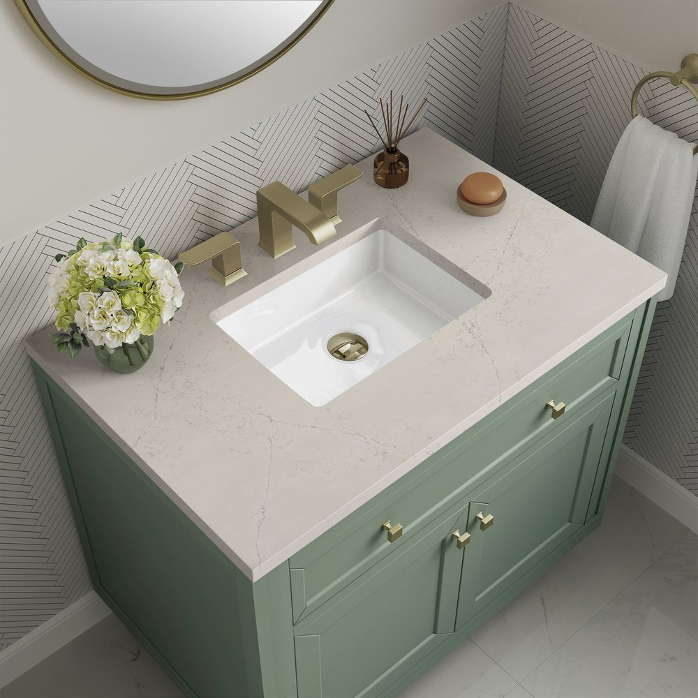 James Martin - Chicago 36" Single Vanity, Smokey Celadon, w/ 3 CM Siberian Silestone Top - 503-V36-SC-3SFR view 8