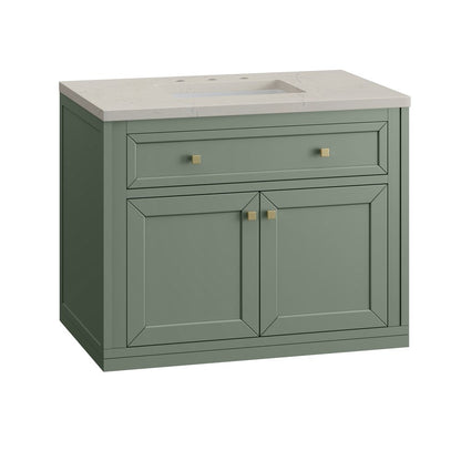 James Martin - Chicago 36" Single Vanity, Smokey Celadon, w/ 3 CM Siberian Silestone Top - 503-V36-SC-3SFR view 10