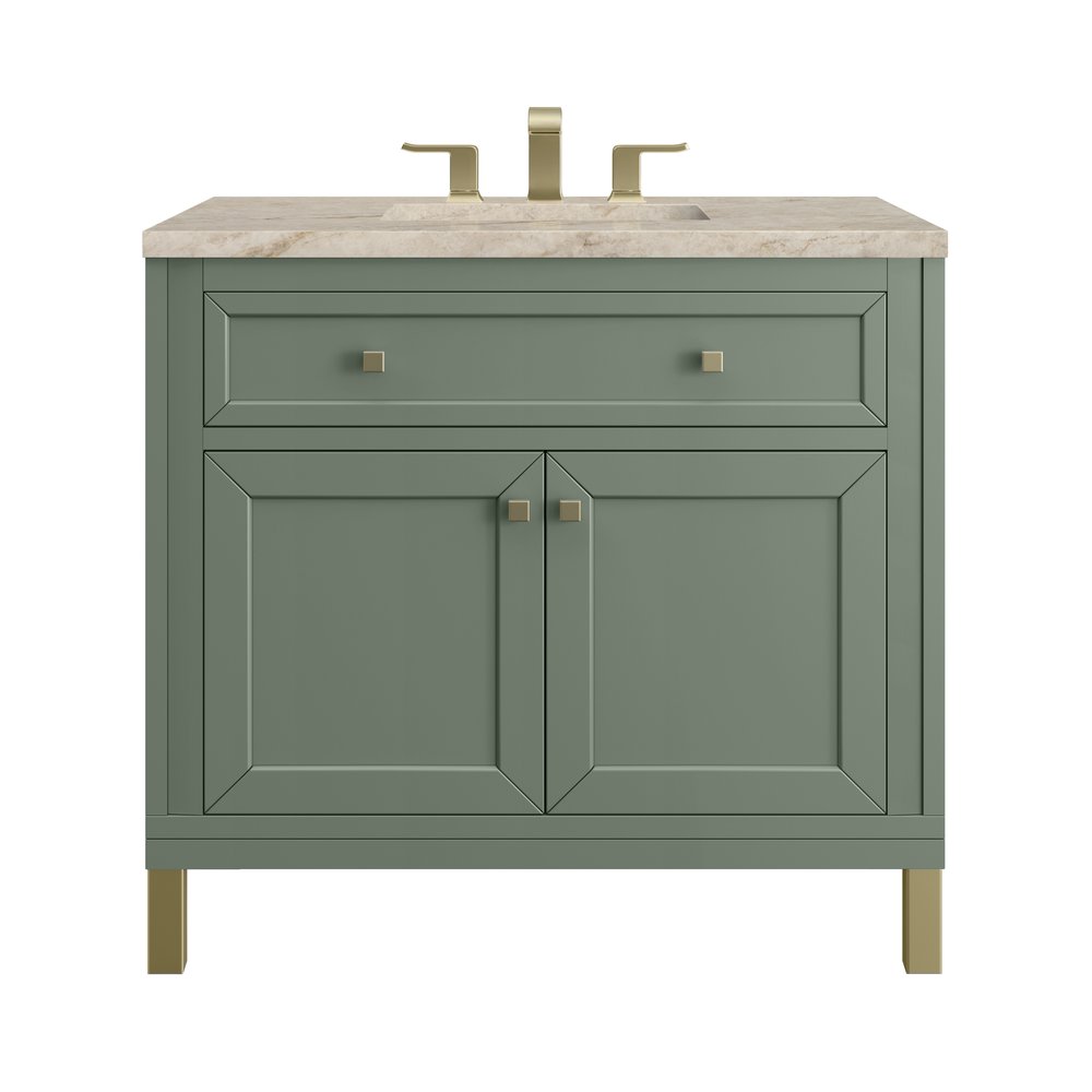 James Martin - Chicago 36" Single Vanity, Smokey Celadon, w/ 3 CM Tajnar Eclos Top - 503-V36-SC-3TJR view 1
