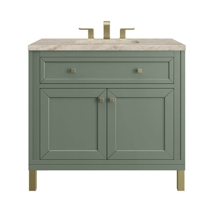 James Martin - Chicago 36" Single Vanity, Smokey Celadon, w/ 3 CM Tajnar Eclos Top - 503-V36-SC-3TJR view 1