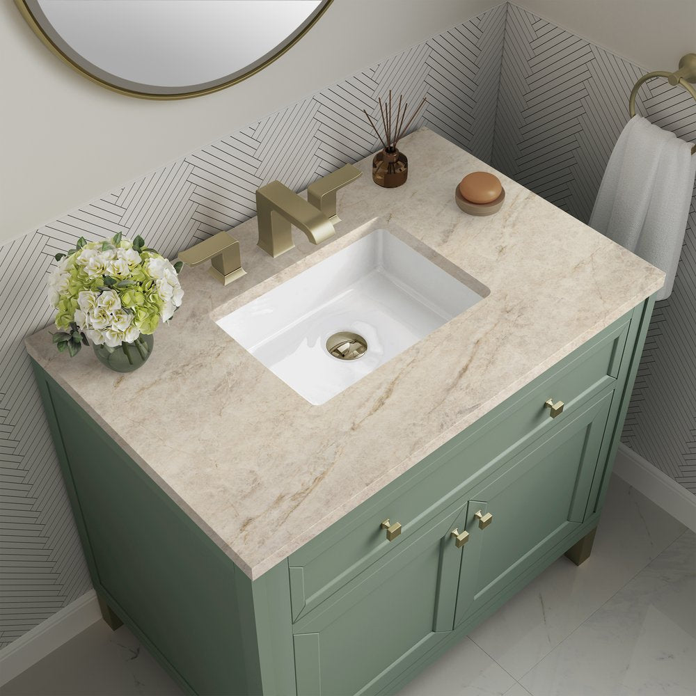 James Martin - Chicago 36" Single Vanity, Smokey Celadon, w/ 3 CM Tajnar Eclos Top - 503-V36-SC-3TJR view 7
