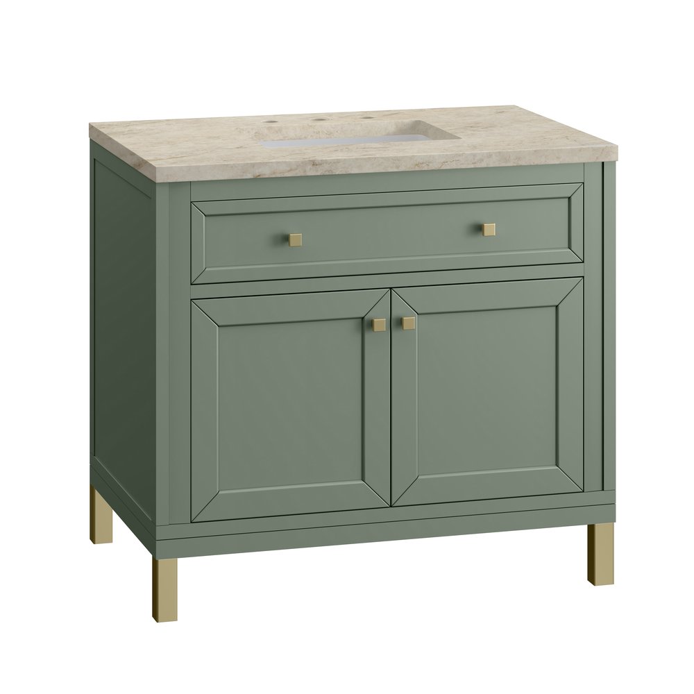 James Martin - Chicago 36" Single Vanity, Smokey Celadon, w/ 3 CM Tajnar Eclos Top - 503-V36-SC-3TJR view 9