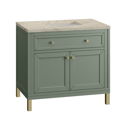 James Martin - Chicago 36" Single Vanity, Smokey Celadon, w/ 3 CM Tajnar Eclos Top - 503-V36-SC-3TJR view 9