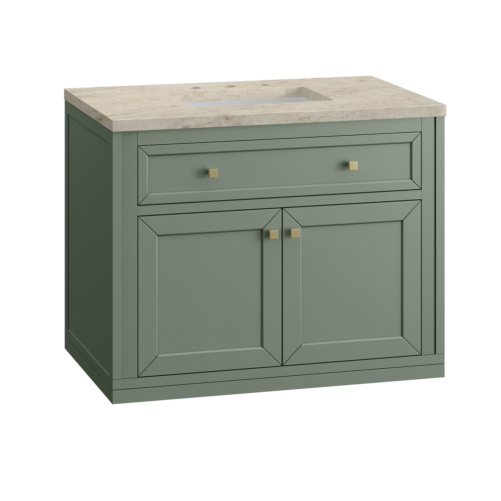 James Martin - Chicago 36" Single Vanity, Smokey Celadon, w/ 3 CM Tajnar Eclos Top - 503-V36-SC-3TJR view 10
