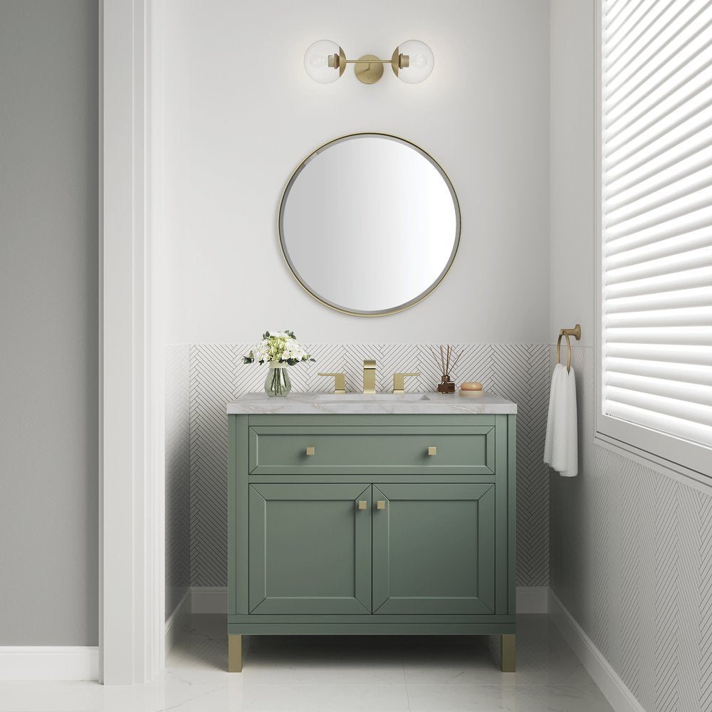 James Martin - Chicago 36" Single Vanity, Smokey Celadon, w/ 3 CM Victorian Silver Silestone® Top - 503-V36-SC-3VSL view 4