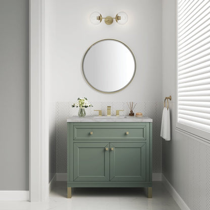 James Martin - Chicago 36" Single Vanity, Smokey Celadon, w/ 3 CM Victorian Silver Silestone® Top - 503-V36-SC-3VSL view 4