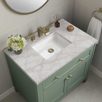 James Martin - Chicago 36" Single Vanity, Smokey Celadon, w/ 3 CM Victorian Silver Silestone® Top - 503-V36-SC-3VSL view 8
