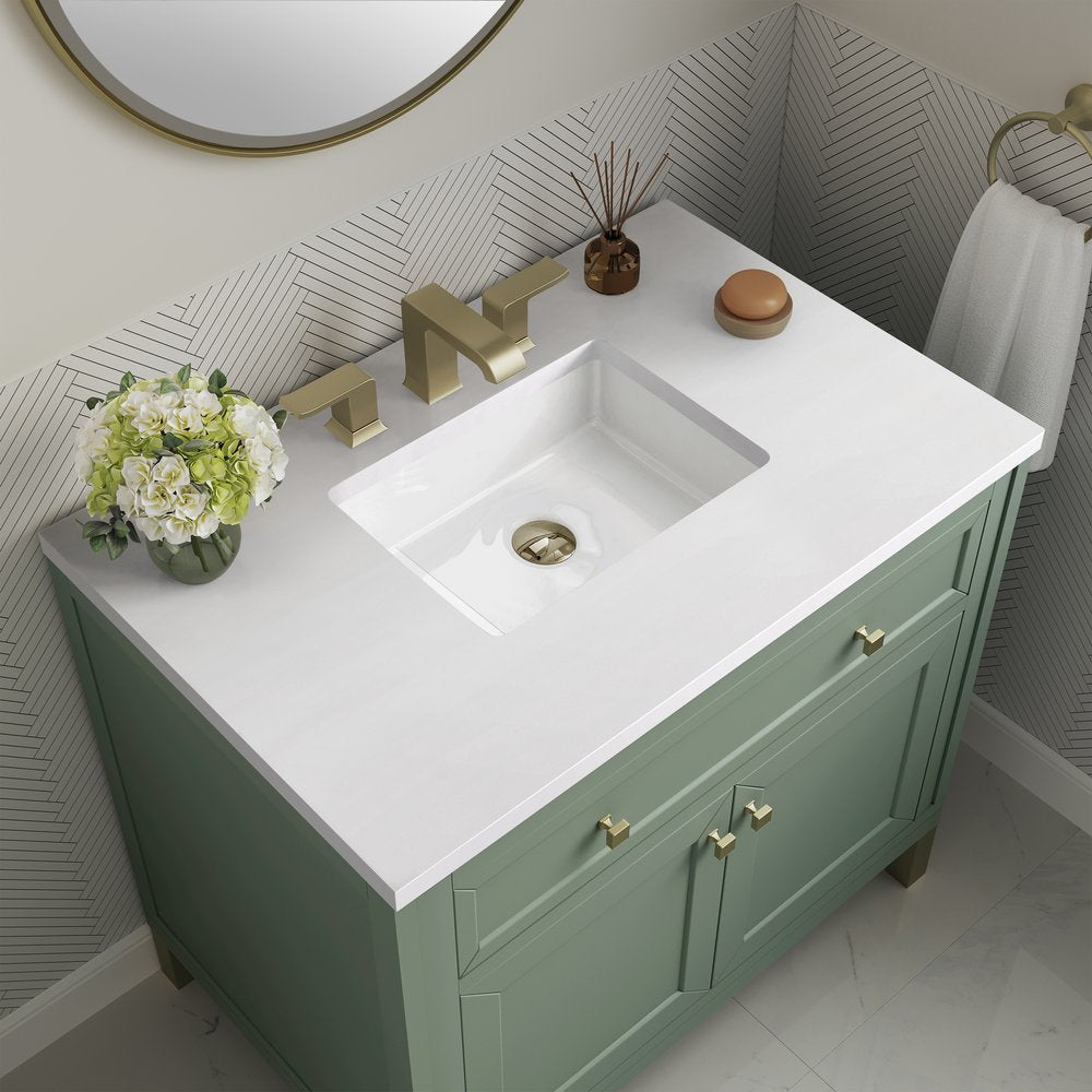 James Martin - Chicago 36" Single Vanity, Smokey Celadon, w/ 3 CM White Zeus Silestone® Top - 503-V36-SC-3WZ view 9