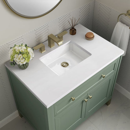 James Martin - Chicago 36" Single Vanity, Smokey Celadon, w/ 3 CM White Zeus Silestone® Top - 503-V36-SC-3WZ view 9