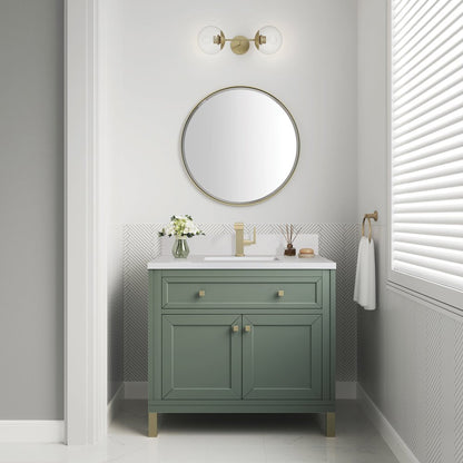 James Martin - Chicago 36" Single Vanity, Smokey Celadon, w/ Single Hole 3CM White Zeus Silestone® Top & Backsplash - 503-V36-SC-1WZ view 4