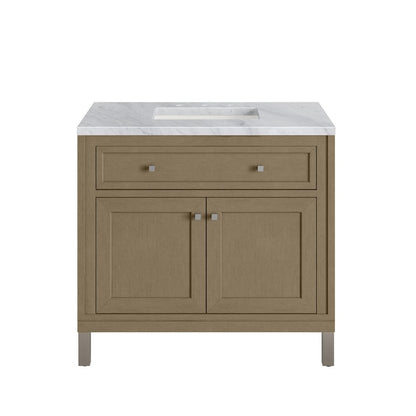 James Martin - Chicago 36" Single Vanity, Walnut Whisper, w/ 3 CM Carrara Marble Top - 503-V36-WLW-3CAR view 2