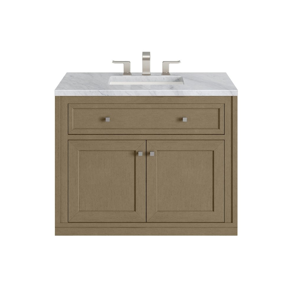 James Martin - Chicago 36" Single Vanity, Walnut Whisper, w/ 3 CM Carrara Marble Top - 503-V36-WLW-3CAR view 3