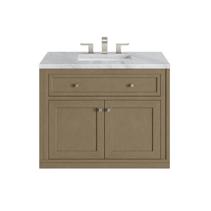 James Martin - Chicago 36" Single Vanity, Walnut Whisper, w/ 3 CM Carrara Marble Top - 503-V36-WLW-3CAR view 3