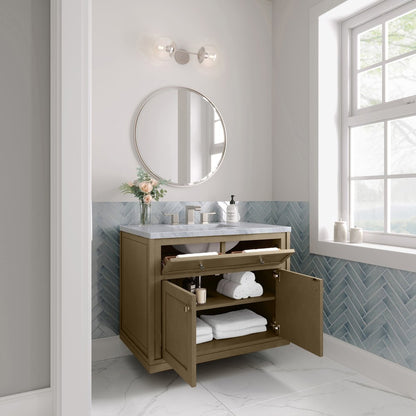 James Martin - Chicago 36" Single Vanity, Walnut Whisper, w/ 3 CM Carrara Marble Top - 503-V36-WLW-3CAR view 10