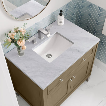 James Martin - Chicago 36" Single Vanity, Walnut Whisper, w/ 3 CM Carrara Marble Top - 503-V36-WLW-3CAR view 12