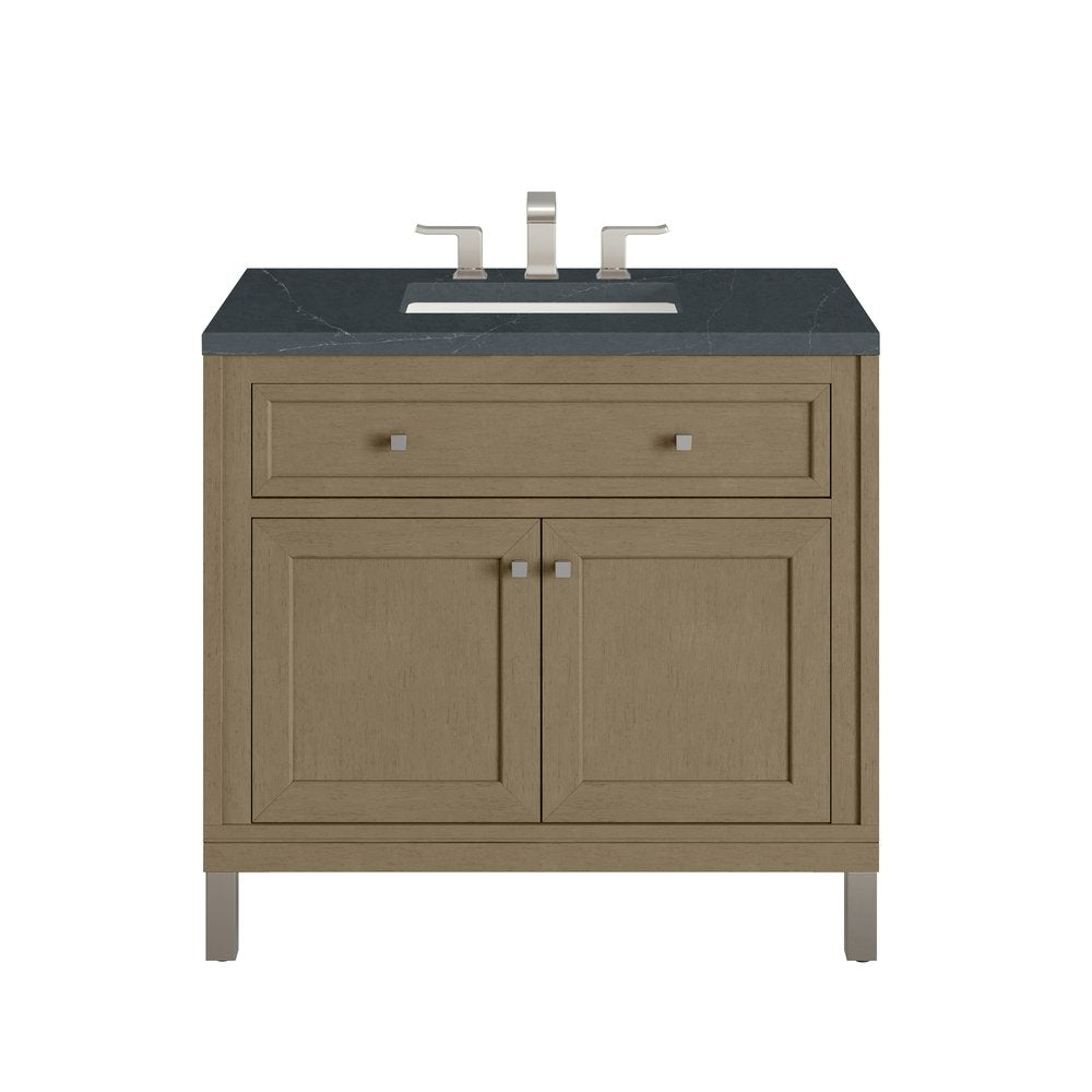 James Martin - Chicago 36" Single Vanity, Walnut Whisper, w/ 3 CM Charcoal Soapstone Silestone® Top - 503-V36-WLW-3CSP view 1