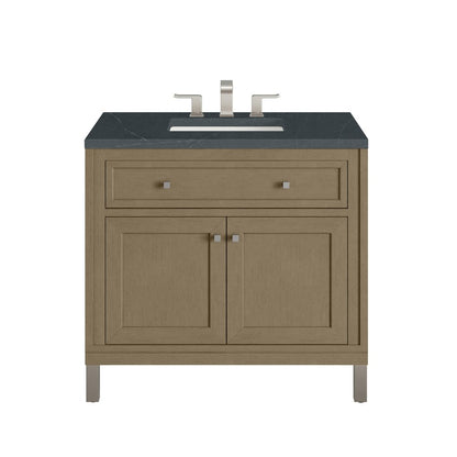 James Martin - Chicago 36" Single Vanity, Walnut Whisper, w/ 3 CM Charcoal Soapstone Silestone® Top - 503-V36-WLW-3CSP view 1