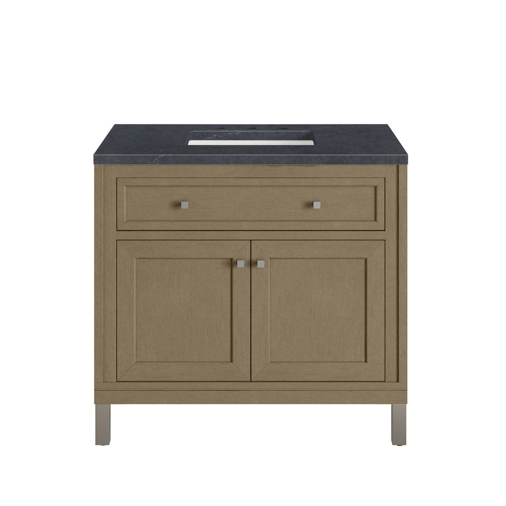 James Martin - Chicago 36" Single Vanity, Walnut Whisper, w/ 3 CM Charcoal Soapstone Silestone® Top - 503-V36-WLW-3CSP view 2