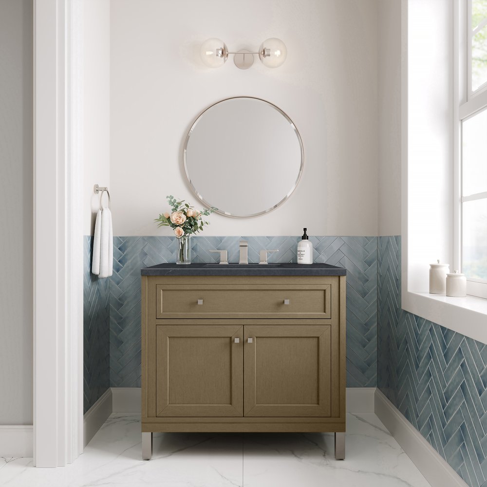 James Martin - Chicago 36" Single Vanity, Walnut Whisper, w/ 3 CM Charcoal Soapstone Silestone® Top - 503-V36-WLW-3CSP view 5