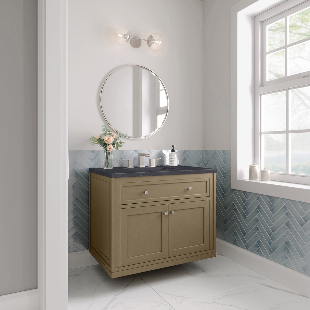 James Martin - Chicago 36" Single Vanity, Walnut Whisper, w/ 3 CM Charcoal Soapstone Silestone® Top - 503-V36-WLW-3CSP view 8