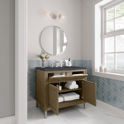 James Martin - Chicago 36" Single Vanity, Walnut Whisper, w/ 3 CM Charcoal Soapstone Silestone® Top - 503-V36-WLW-3CSP view 9
