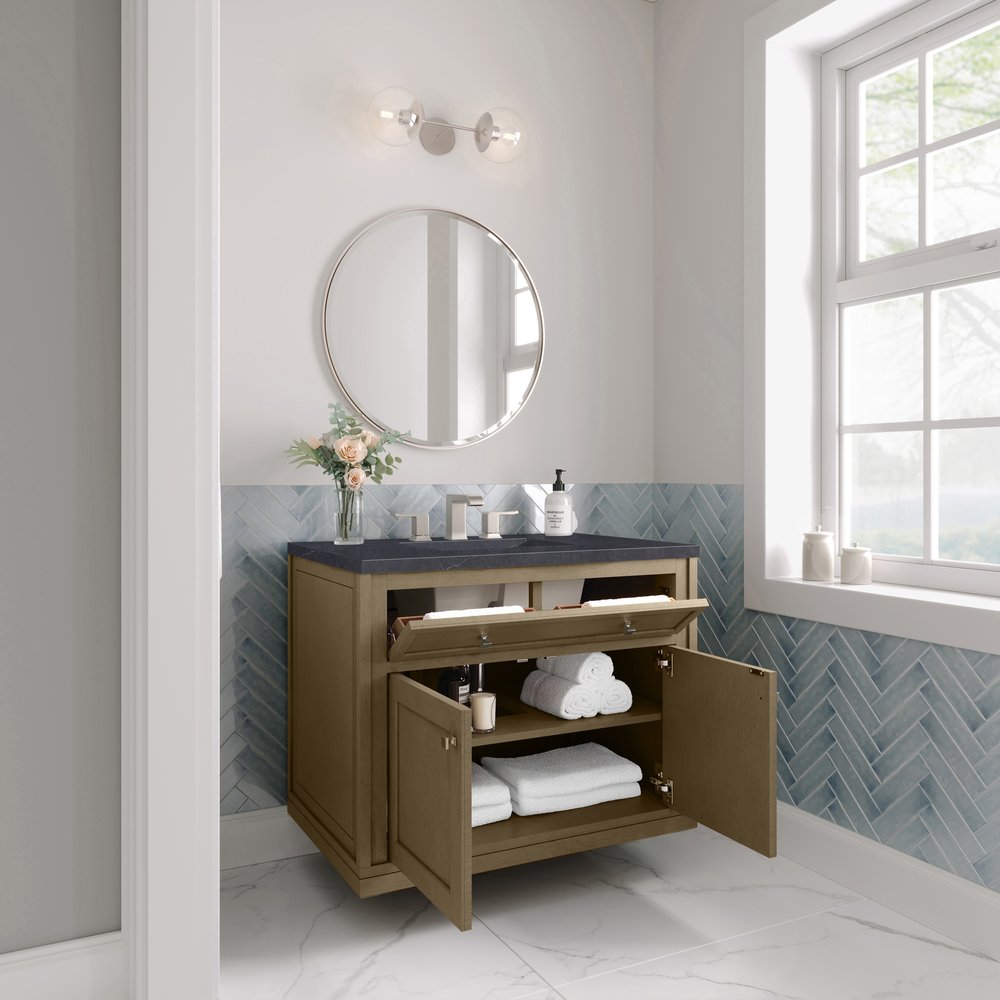 James Martin - Chicago 36" Single Vanity, Walnut Whisper, w/ 3 CM Charcoal Soapstone Silestone® Top - 503-V36-WLW-3CSP view 10