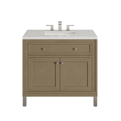 James Martin - Chicago 36" Single Vanity, Walnut Whisper, w/ 3 CM Eternal Jasmine Pearl Silestone® Top - 503-V36-WLW-3EJP view 1