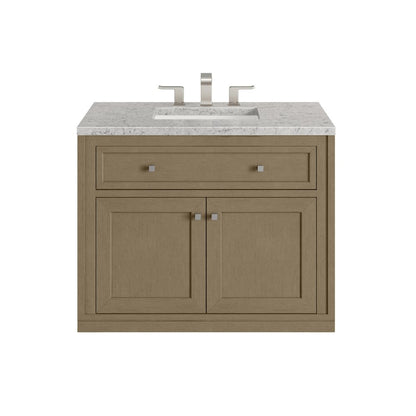 James Martin - Chicago 36" Single Vanity, Walnut Whisper, w/ 3 CM Eternal Jasmine Pearl Silestone® Top - 503-V36-WLW-3EJP view 3