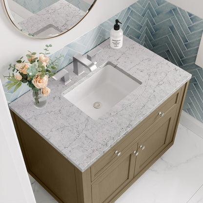 James Martin - Chicago 36" Single Vanity, Walnut Whisper, w/ 3 CM Eternal Jasmine Pearl Silestone® Top - 503-V36-WLW-3EJP view 13