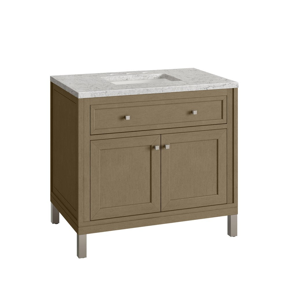 James Martin - Chicago 36" Single Vanity, Walnut Whisper, w/ 3 CM Eternal Jasmine Pearl Silestone® Top - 503-V36-WLW-3EJP view 18