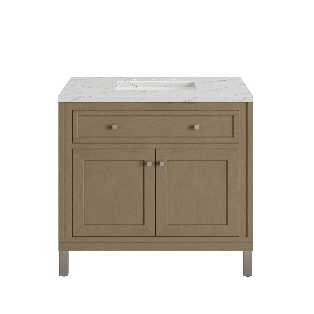James Martin - Chicago 36" Single Vanity, Walnut Whisper, w/ 3 CM Ethereal Noctis Silestone® Top - 503-V36-WLW-3ENC view 2