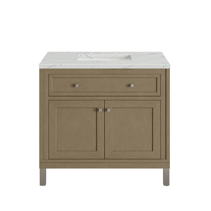 James Martin - Chicago 36" Single Vanity, Walnut Whisper, w/ 3 CM Ethereal Noctis Silestone® Top - 503-V36-WLW-3ENC view 2