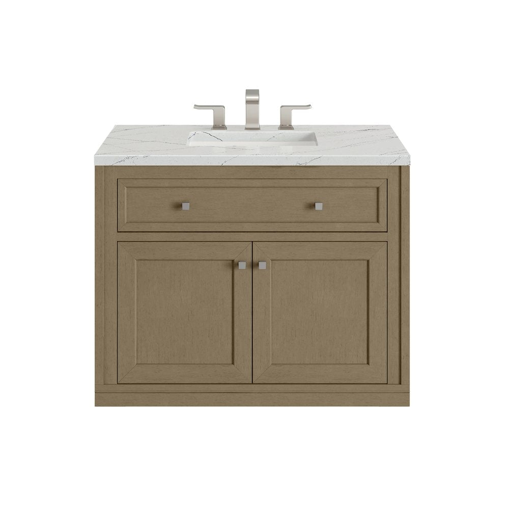 James Martin - Chicago 36" Single Vanity, Walnut Whisper, w/ 3 CM Ethereal Noctis Silestone® Top - 503-V36-WLW-3ENC view 3