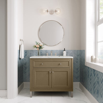 James Martin - Chicago 36" Single Vanity, Walnut Whisper, w/ 3 CM Ethereal Noctis Silestone® Top - 503-V36-WLW-3ENC view 5