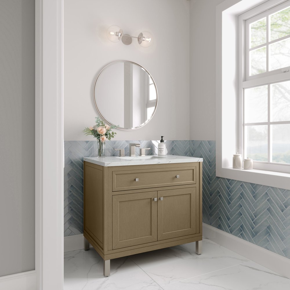 James Martin - Chicago 36" Single Vanity, Walnut Whisper, w/ 3 CM Ethereal Noctis Silestone® Top - 503-V36-WLW-3ENC view 7
