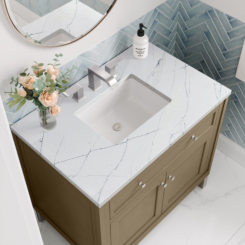 James Martin - Chicago 36" Single Vanity, Walnut Whisper, w/ 3 CM Ethereal Noctis Silestone® Top - 503-V36-WLW-3ENC view 12