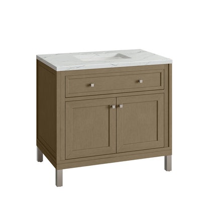 James Martin - Chicago 36" Single Vanity, Walnut Whisper, w/ 3 CM Ethereal Noctis Silestone® Top - 503-V36-WLW-3ENC view 18