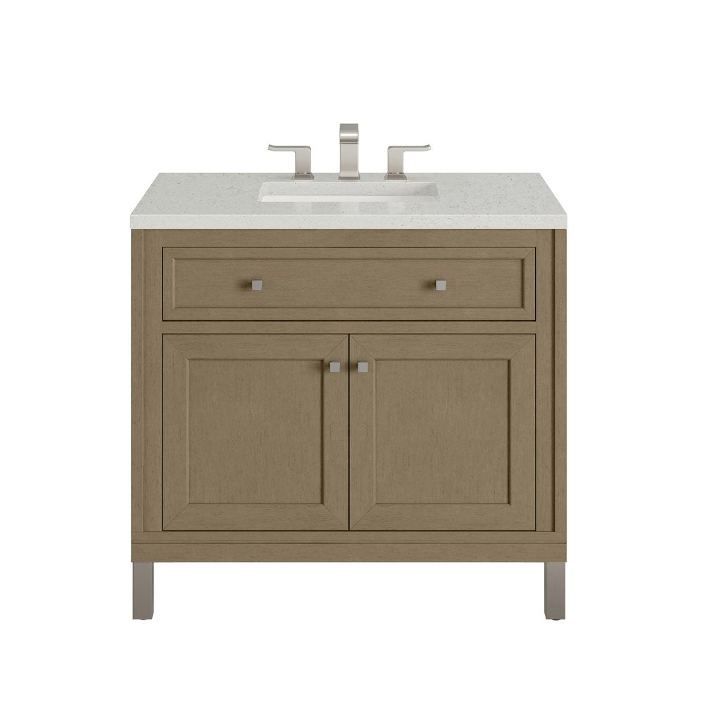 James Martin - Chicago 36" Single Vanity, Walnut Whisper, w/ 3 CM Lime Delight Silestone® Top - 503-V36-WLW-3LDL view 1