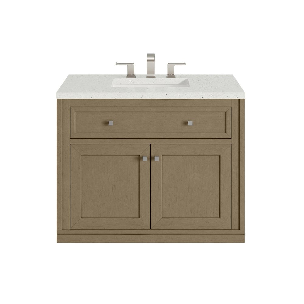 James Martin - Chicago 36" Single Vanity, Walnut Whisper, w/ 3 CM Lime Delight Silestone® Top - 503-V36-WLW-3LDL view 2
