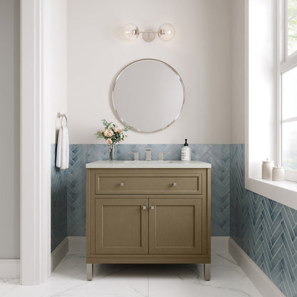 James Martin - Chicago 36" Single Vanity, Walnut Whisper, w/ 3 CM Lime Delight Silestone® Top - 503-V36-WLW-3LDL view 3