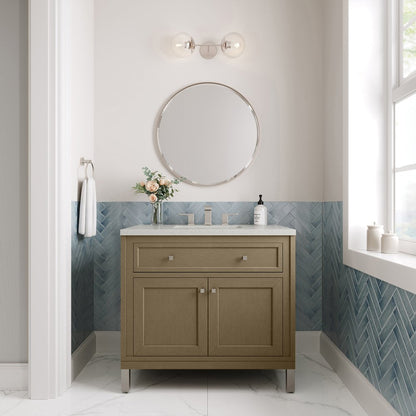 James Martin - Chicago 36" Single Vanity, Walnut Whisper, w/ 3 CM Lime Delight Silestone® Top - 503-V36-WLW-3LDL view 4