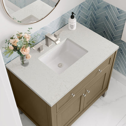 James Martin - Chicago 36" Single Vanity, Walnut Whisper, w/ 3 CM Lime Delight Silestone® Top - 503-V36-WLW-3LDL view 9