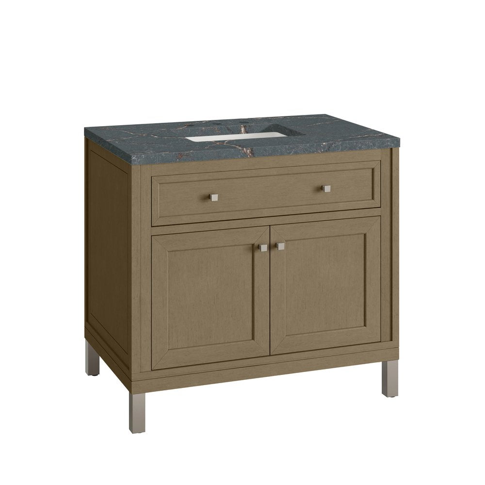 James Martin - Chicago 36" Single Vanity, Walnut Whisper, w/ 3 CM Parisien Bleu Silestone® Top - 503-V36-WLW-3PBL view 14