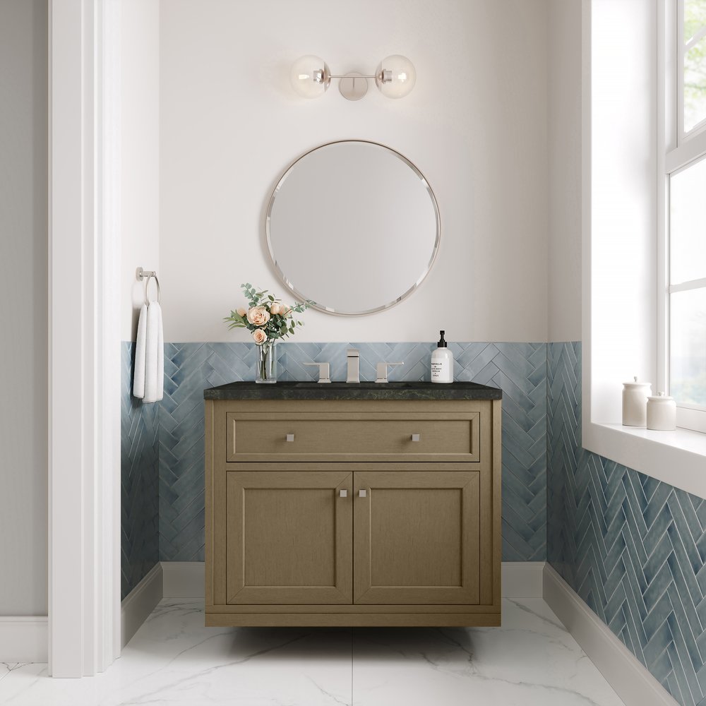 James Martin - Chicago 36" Single Vanity, Walnut Whisper, w/ 3 CM Phantome Eclos Top - 503-V36-WLW-3PHT view 4