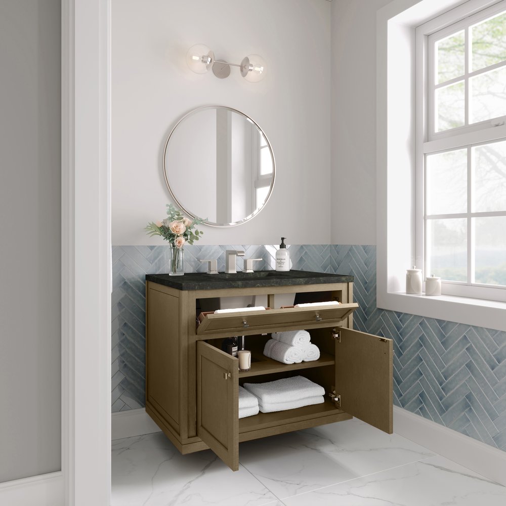 James Martin - Chicago 36" Single Vanity, Walnut Whisper, w/ 3 CM Phantome Eclos Top - 503-V36-WLW-3PHT view 8