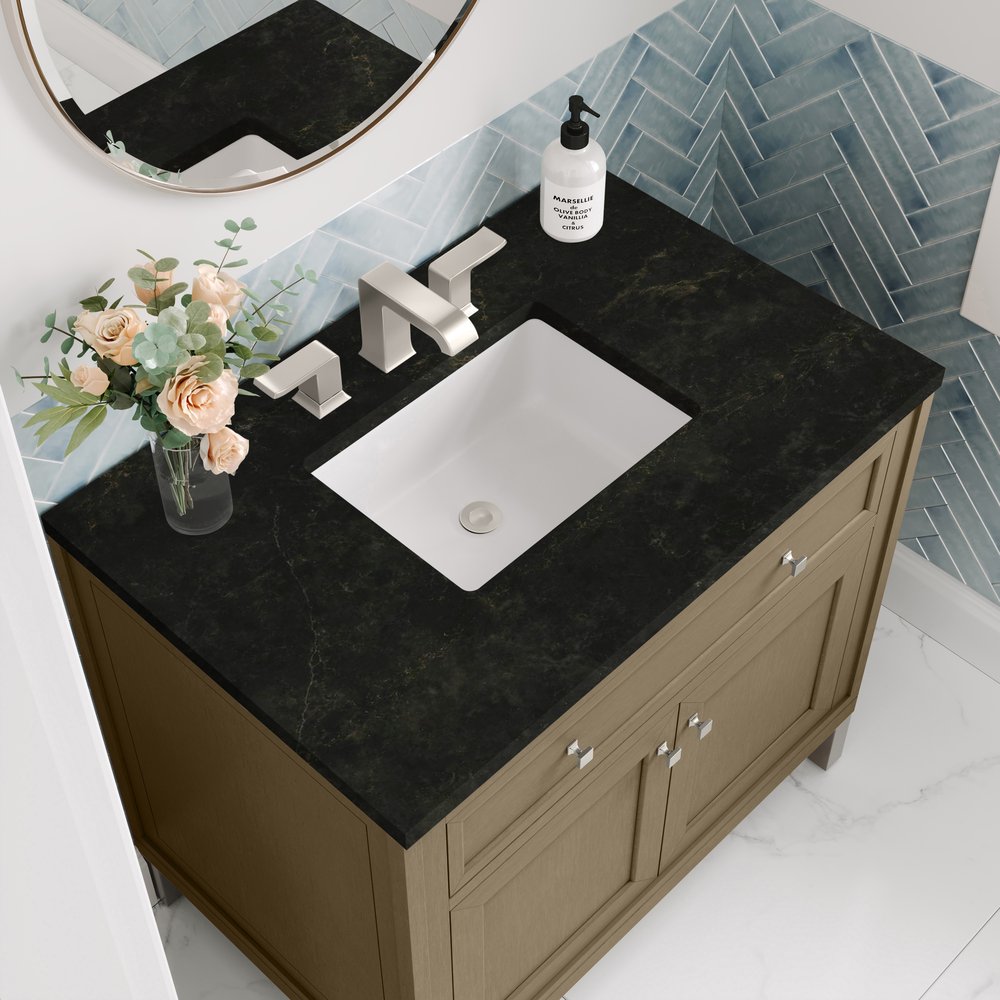 James Martin - Chicago 36" Single Vanity, Walnut Whisper, w/ 3 CM Phantome Eclos Top - 503-V36-WLW-3PHT view 10