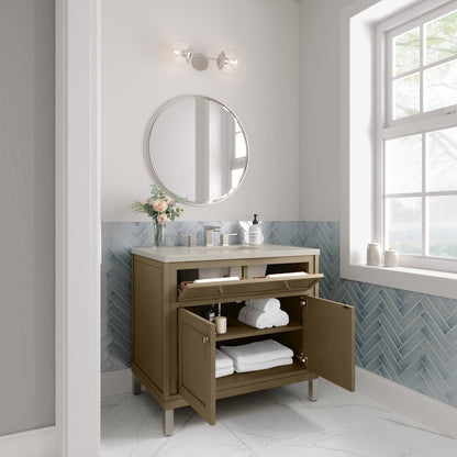James Martin - Chicago 36" Single Vanity, Walnut Whisper, w/ 3 CM Siberian Silestone Top - 503-V36-WLW-3SFR view 7