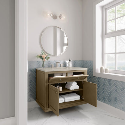 James Martin - Chicago 36" Single Vanity, Walnut Whisper, w/ 3 CM Siberian Silestone Top - 503-V36-WLW-3SFR view 8