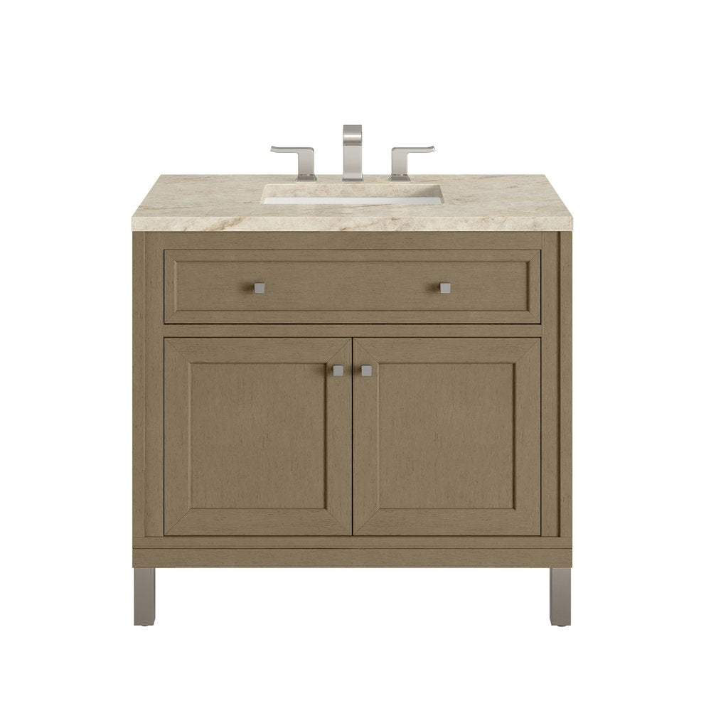 James Martin - Chicago 36" Single Vanity, Walnut Whisper, w/ 3 CM Tajnar Eclos Top - 503-V36-WLW-3TJR view 1